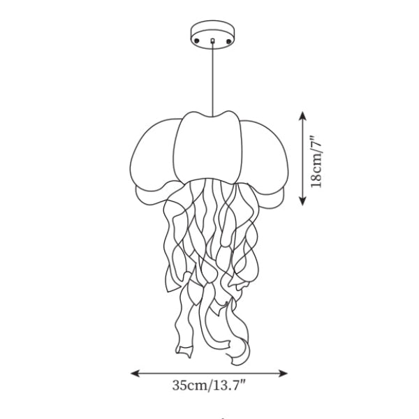 Suspension lumineuse contemporaine en tissu créatif méduse à ruban fluide 1 lumière pour salon 