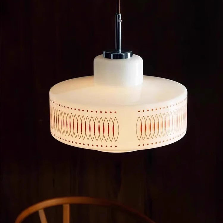 Contemporary Simplicity Patterned Glass Cylinder 1-Light Pendant Light For Living Room