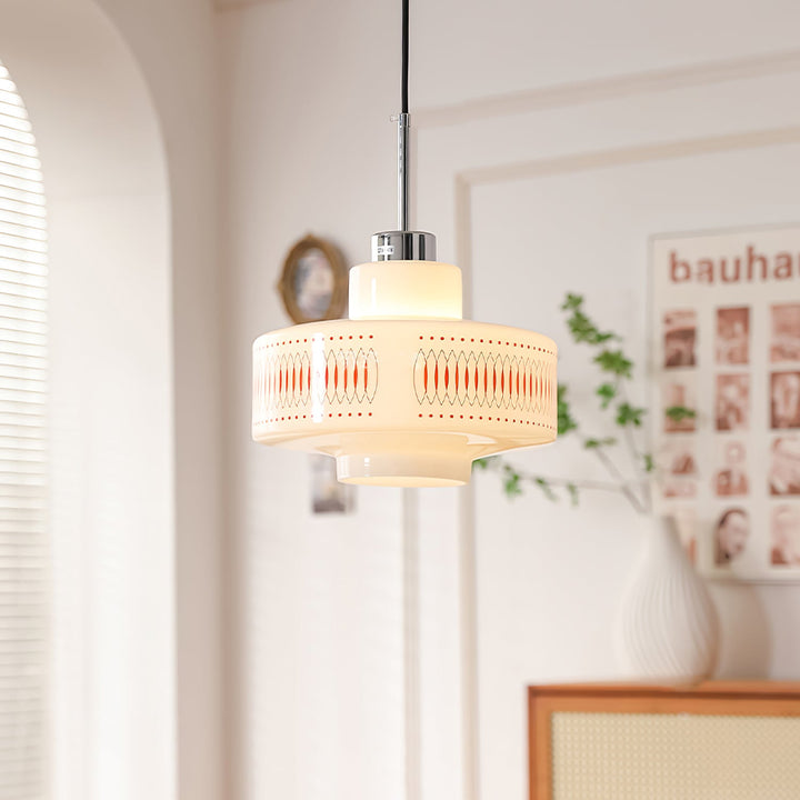 Contemporary Simplicity Patterned Glass Cylinder 1-Light Pendant Light For Living Room