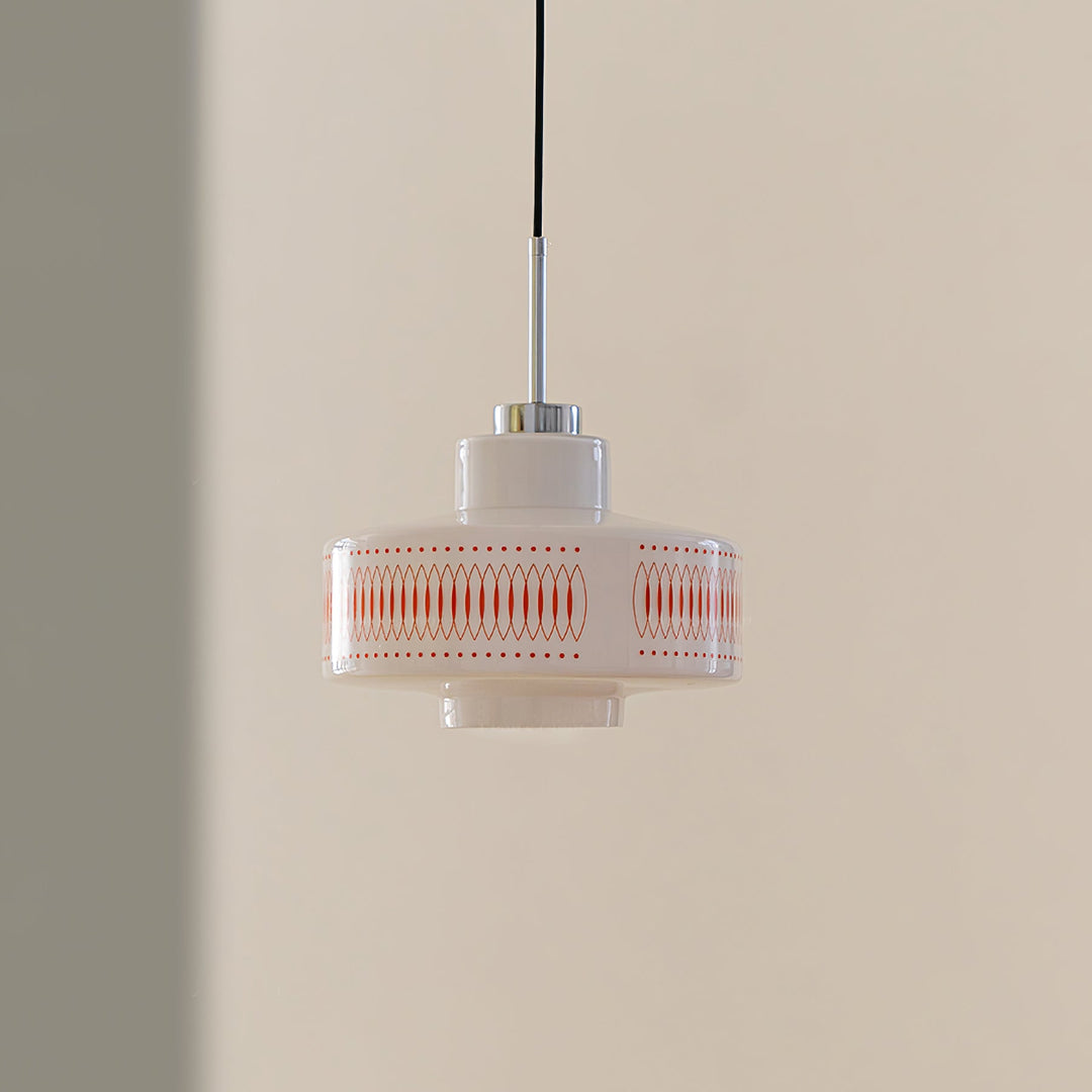 Contemporary Simplicity Patterned Glass Cylinder 1-Light Pendant Light For Living Room