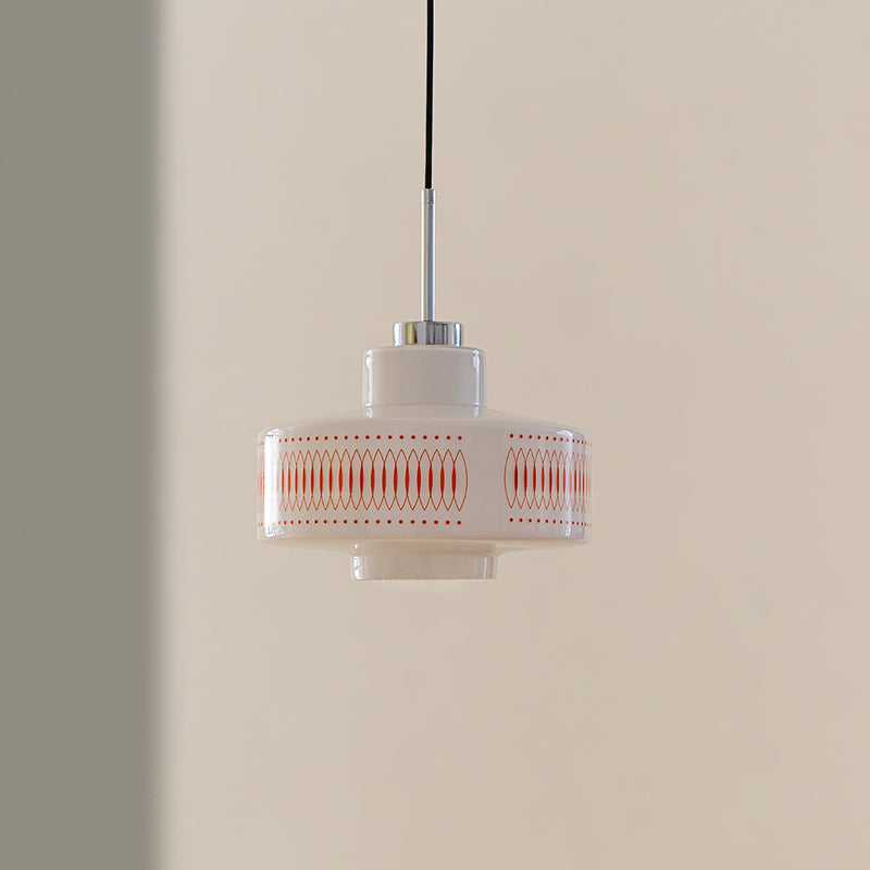 Contemporary Simplicity Patterned Glass Cylinder 1-Light Pendant Light For Living Room