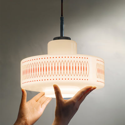 Contemporary Simplicity Patterned Glass Cylinder 1-Light Pendant Light For Living Room