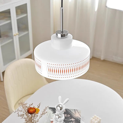 Contemporary Simplicity Patterned Glass Cylinder 1-Light Pendant Light For Living Room