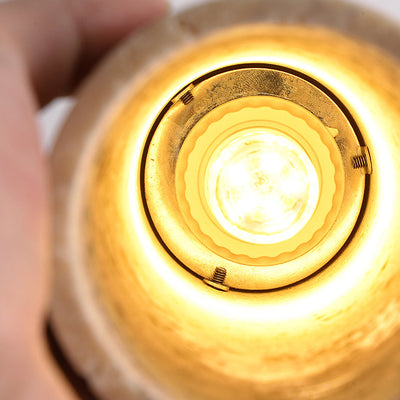 Traditional Japanese Yellow Travertine Strip Solid Wood 1-Light Pendant Light For Living Room