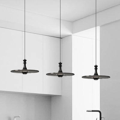 Moderne minimalistische Wasserwellen-Scheibe Aluminium Glas LED Pendelleuchte für das Wohnzimmer 