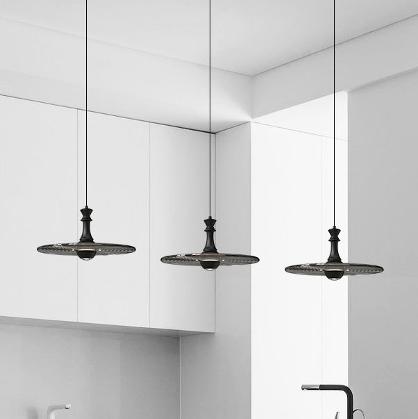 Moderne minimalistische Wasserwellen-Scheibe Aluminium Glas LED Pendelleuchte für das Wohnzimmer 