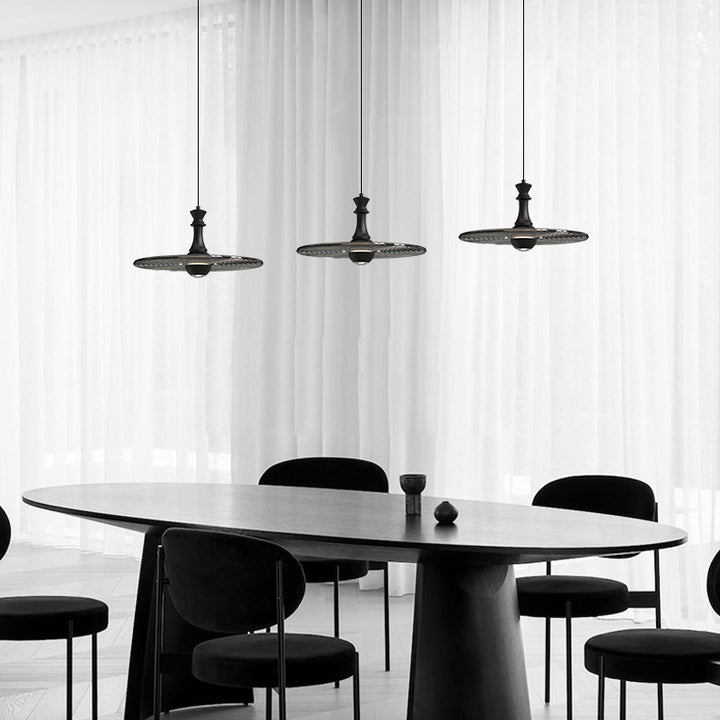 Modern Minimalist Water Ripple Disc Aluminum Glass LED Pendant Light For Living Room