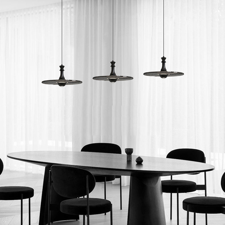 Moderne minimalistische Wasserwellen-Scheibe Aluminium Glas LED Pendelleuchte für das Wohnzimmer 