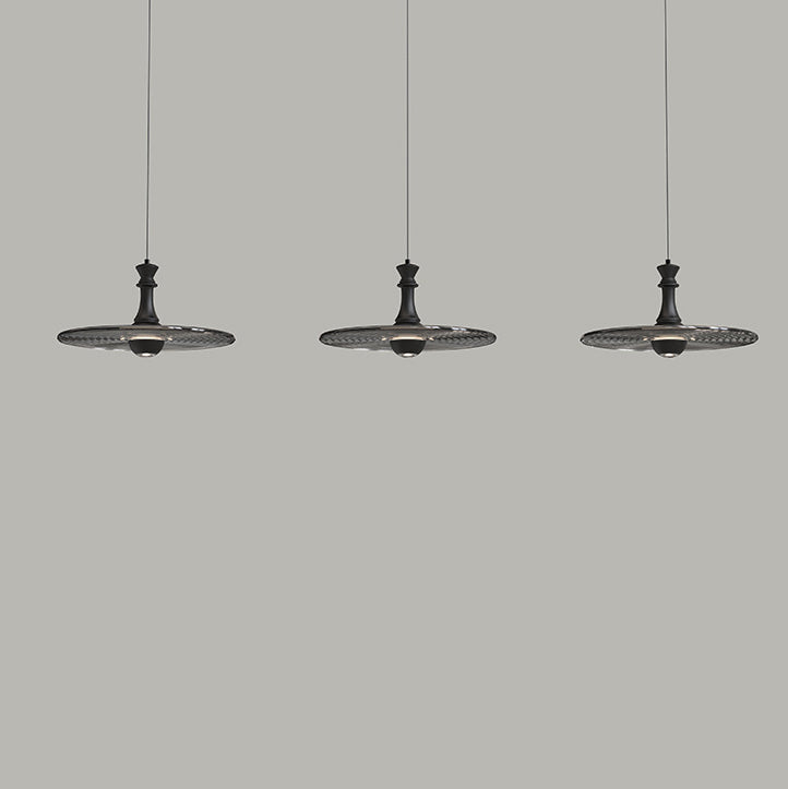 Moderne minimalistische Wasserwellen-Scheibe Aluminium Glas LED Pendelleuchte für das Wohnzimmer 