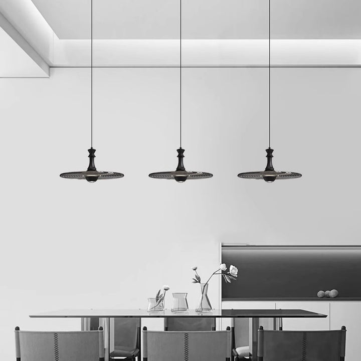 Modern Minimalist Water Ripple Disc Aluminum Glass LED Pendant Light For Living Room