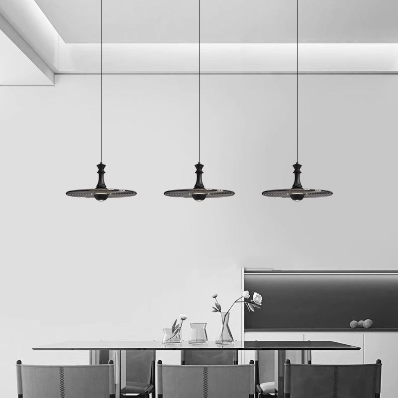 Moderne minimalistische Wasserwellen-Scheibe Aluminium Glas LED Pendelleuchte für das Wohnzimmer 