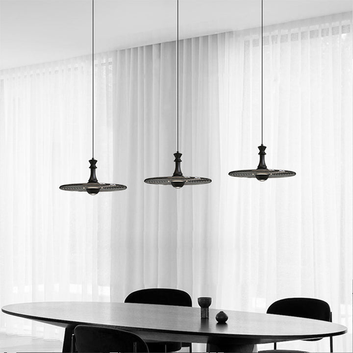 Modern Minimalist Water Ripple Disc Aluminum Glass LED Pendant Light For Living Room