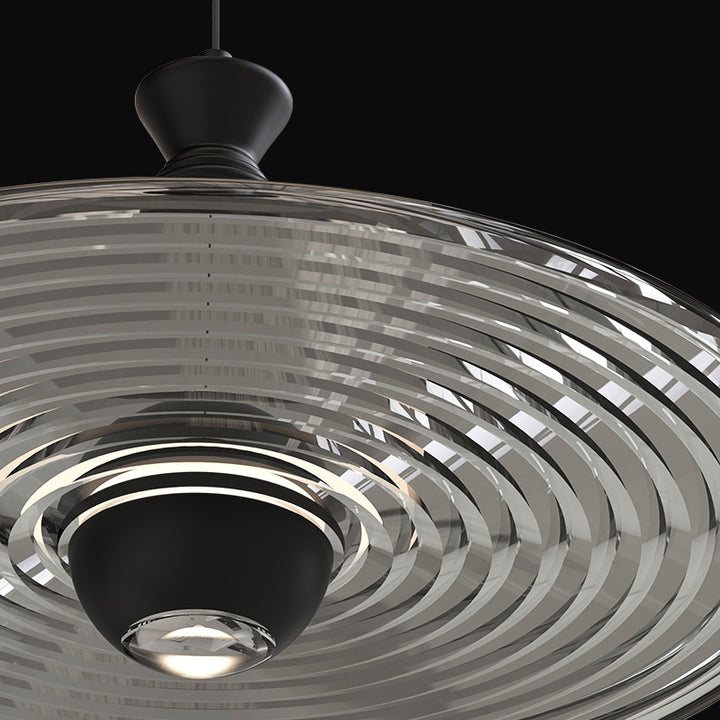 Modern Minimalist Water Ripple Disc Aluminum Glass LED Pendant Light For Living Room