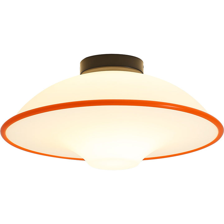 Plafonnier semi-encastré contemporain nordique en forme de soucoupe volante en fer et acrylique à 1 lumière pour salon 