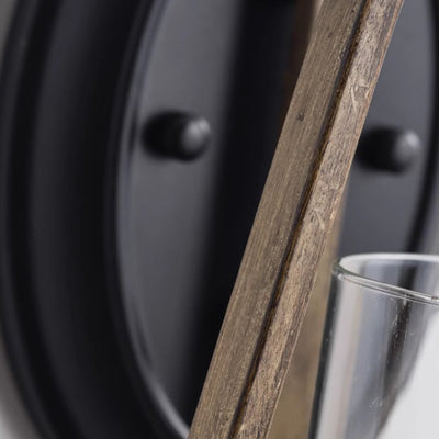 Applique murale en verre à 1 lumière avec cadre en fer trapézoïdal de style ferme traditionnelle pour salle à manger 