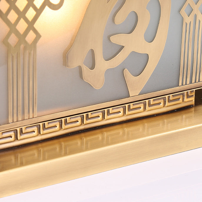 Lanterne de jardin solaire en cuivre traditionnel chinois avec verre et un seul luminaire 
