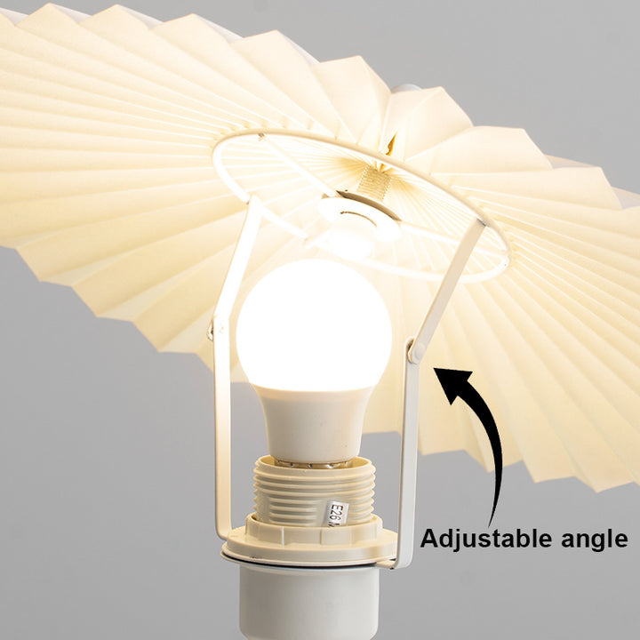 Lampe de table 1 lumière en tissu plissé nordique contemporain conique en métal pour chevet 