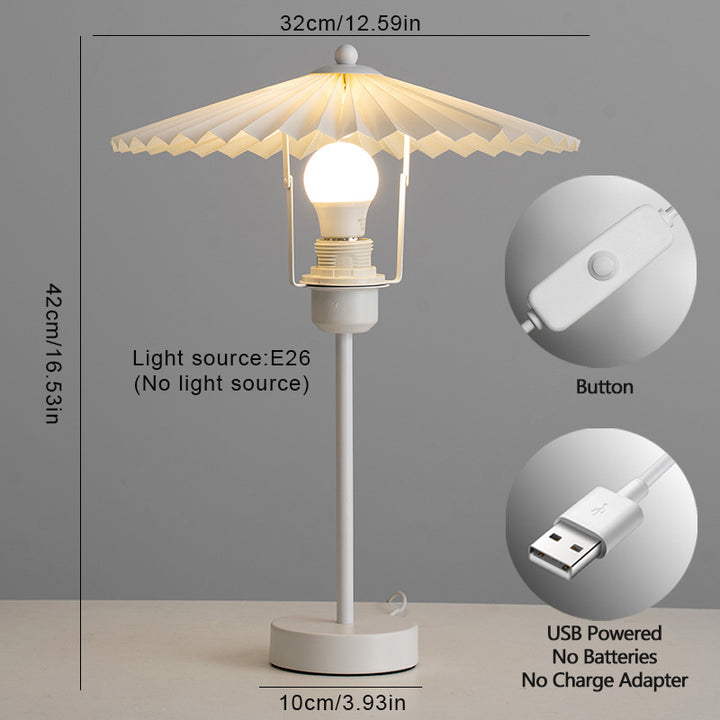 Lampe de table 1 lumière en tissu plissé nordique contemporain conique en métal pour chevet 