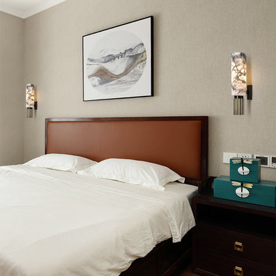 Moderne Luxus Marmorstreifen Kupfer Eisen 1-Licht Wandleuchte für Esszimmer 