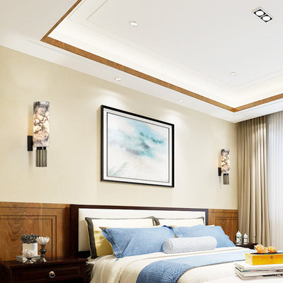 Moderne Luxus Marmorstreifen Kupfer Eisen 1-Licht Wandleuchte für Esszimmer 