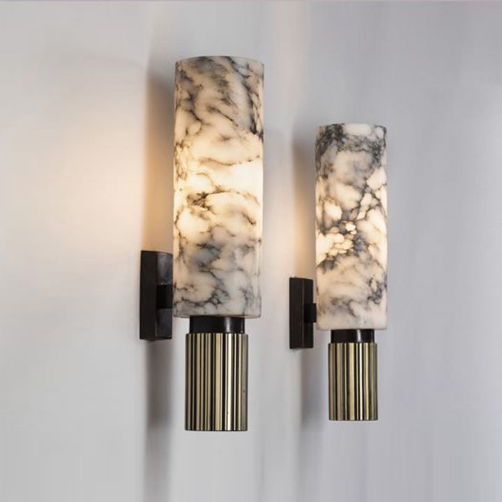 Lámpara Aplique de Pared de 1 Luz de Hierro y Cobre con Tira de Mármol de Lujo Moderno para Comedor 