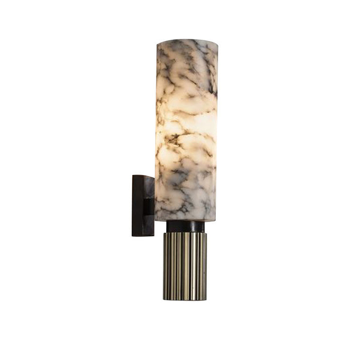 Lámpara Aplique de Pared de 1 Luz de Hierro y Cobre con Tira de Mármol de Lujo Moderno para Comedor 