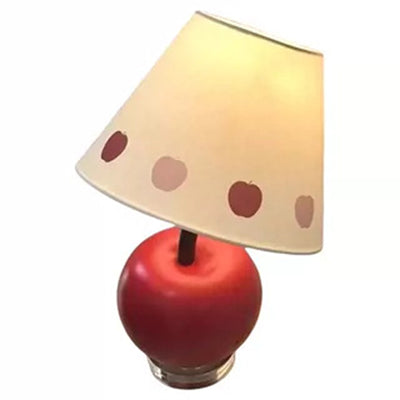 Zeitgenössische kreative geneigte Harz-Apfel-Stoffschirm 1-Licht-Tischlampe für das Schlafzimmer 