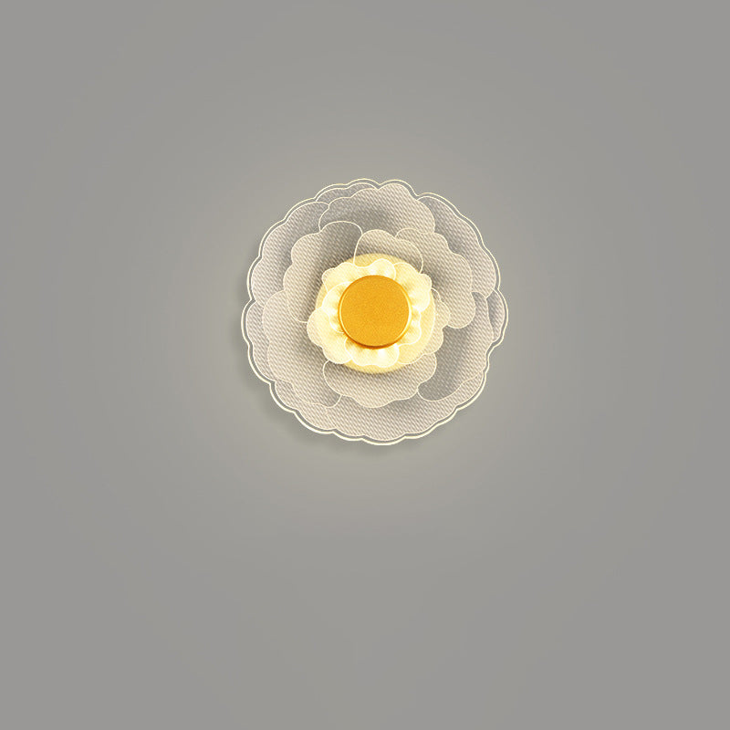 Zeitgenössische kreative Lotusblume Eisen Acryl LED Wandleuchte für das Schlafzimmer 