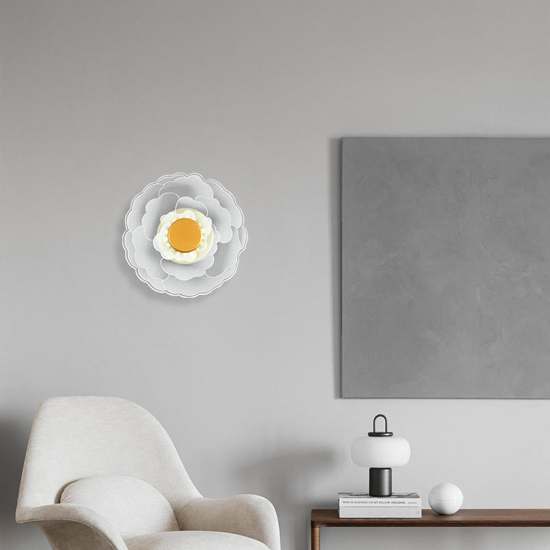 Zeitgenössische kreative Lotusblume Eisen Acryl LED Wandleuchte für das Schlafzimmer 