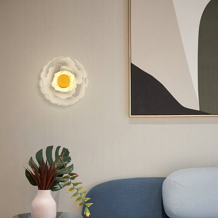 Zeitgenössische kreative Lotusblume Eisen Acryl LED Wandleuchte für das Schlafzimmer 
