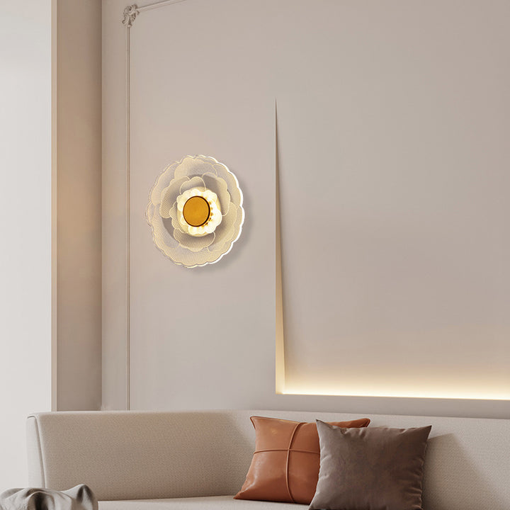 Zeitgenössische kreative Lotusblume Eisen Acryl LED Wandleuchte für das Schlafzimmer 
