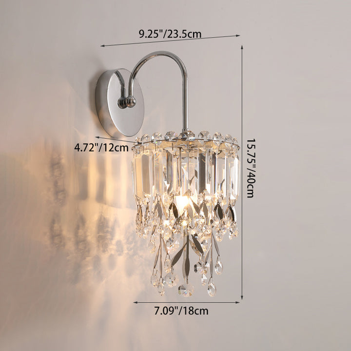 Applique murale contemporaine de luxe ronde en cristal et acier inoxydable à 1 lumière pour salle à manger 
