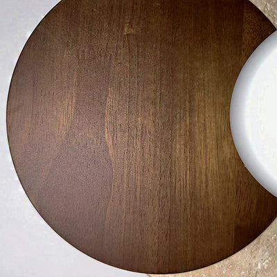 Traditional Japanese Round Yellow Travertine Solid Wood 1-Light Wall Sconce Lamp For Dining Room