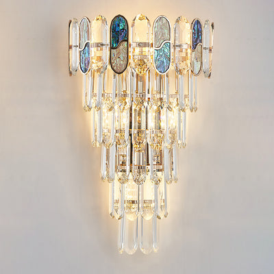 Modern Luxury Hardware Crystal Disc 5-Light Wall Sconce Lamp For Living Room
