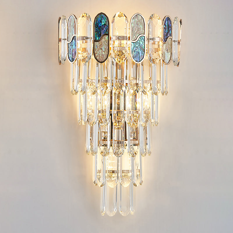 Modern Luxury Hardware Crystal Disc 5-Light Wall Sconce Lamp For Living Room