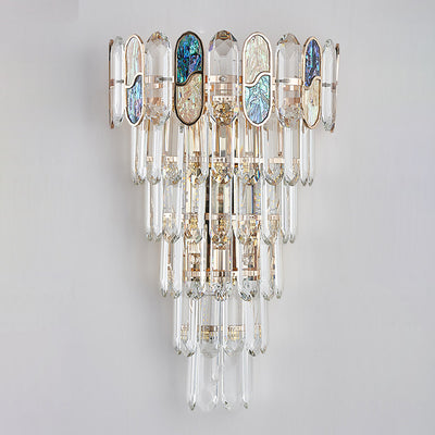 Modern Luxury Hardware Crystal Disc 5-Light Wall Sconce Lamp For Living Room