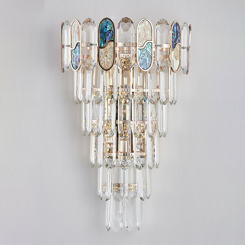 Modern Luxury Hardware Crystal Disc 5-Light Wall Sconce Lamp For Living Room