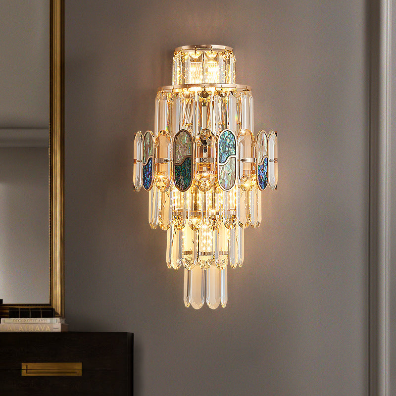 Modern Luxury Hardware Crystal Disc 5-Light Wall Sconce Lamp For Living Room