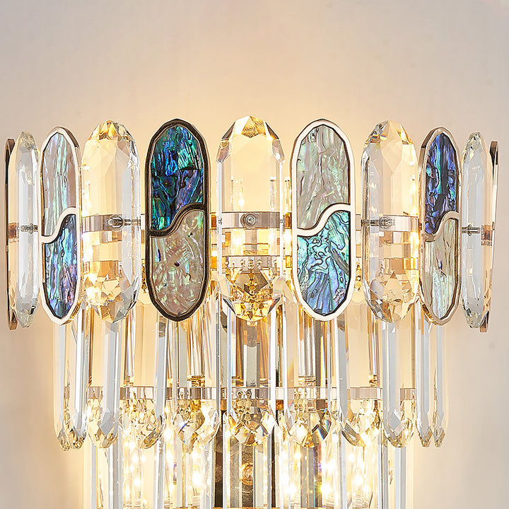 Modern Luxury Hardware Crystal Disc 5-Light Wall Sconce Lamp For Living Room