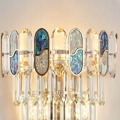 Modern Luxury Hardware Crystal Disc 5-Light Wall Sconce Lamp For Living Room