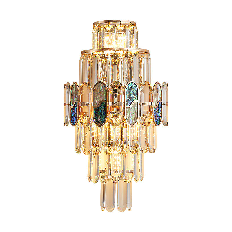 Modern Luxury Hardware Crystal Disc 5-Light Wall Sconce Lamp For Living Room