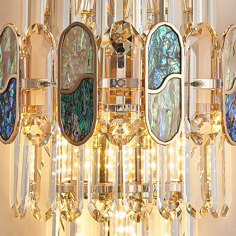 Modern Luxury Hardware Crystal Disc 5-Light Wall Sconce Lamp For Living Room