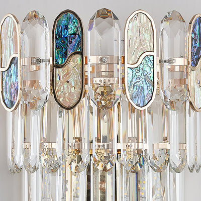 Modern Luxury Hardware Crystal Disc 5-Light Wall Sconce Lamp For Living Room
