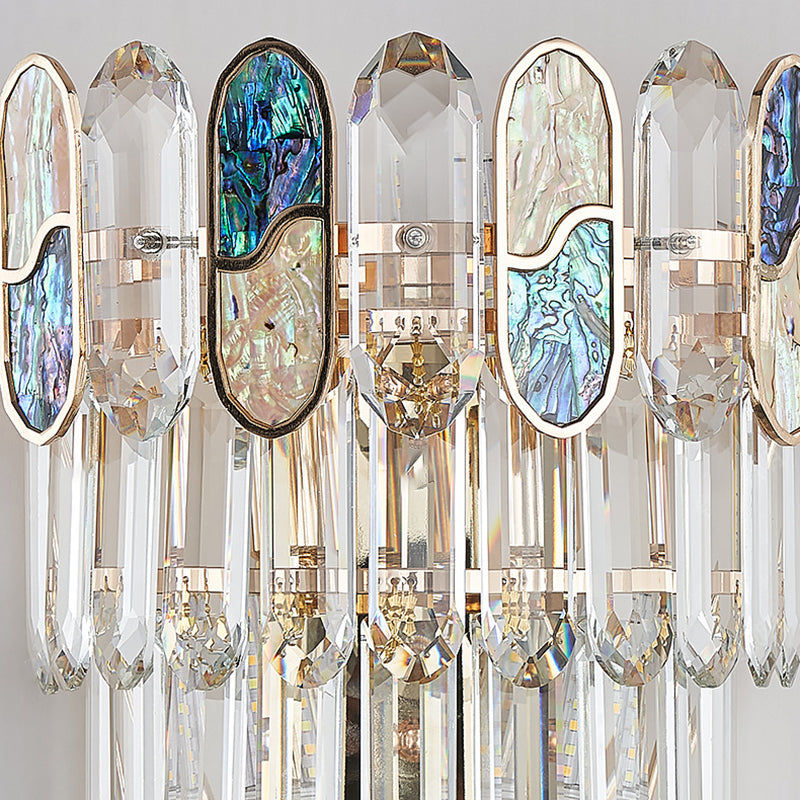 Modern Luxury Hardware Crystal Disc 5-Light Wall Sconce Lamp For Living Room