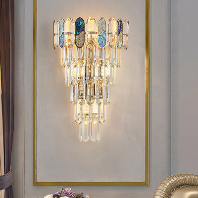 Modern Luxury Hardware Crystal Disc 5-Light Wall Sconce Lamp For Living Room
