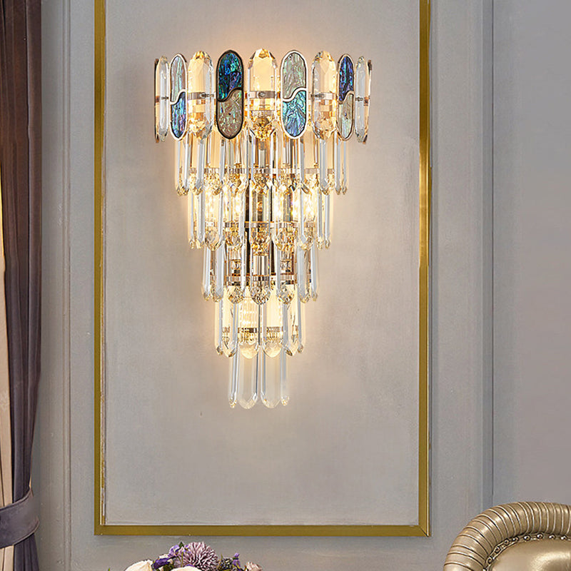 Modern Luxury Hardware Crystal Disc 5-Light Wall Sconce Lamp For Living Room