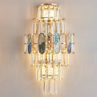 Modern Luxury Hardware Crystal Disc 5-Light Wall Sconce Lamp For Living Room
