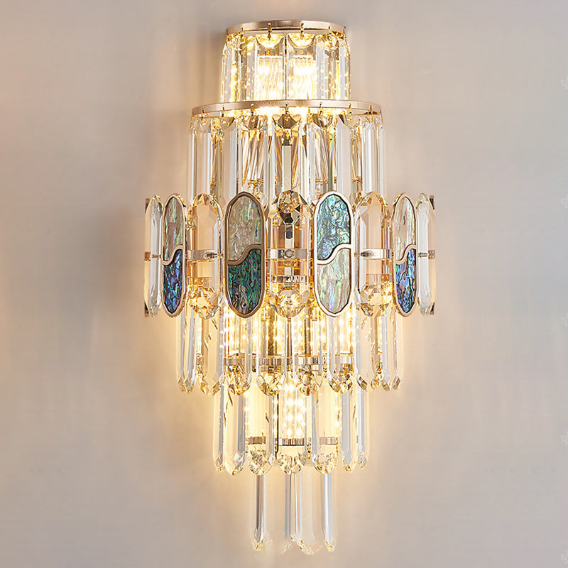 Modern Luxury Hardware Crystal Disc 5-Light Wall Sconce Lamp For Living Room
