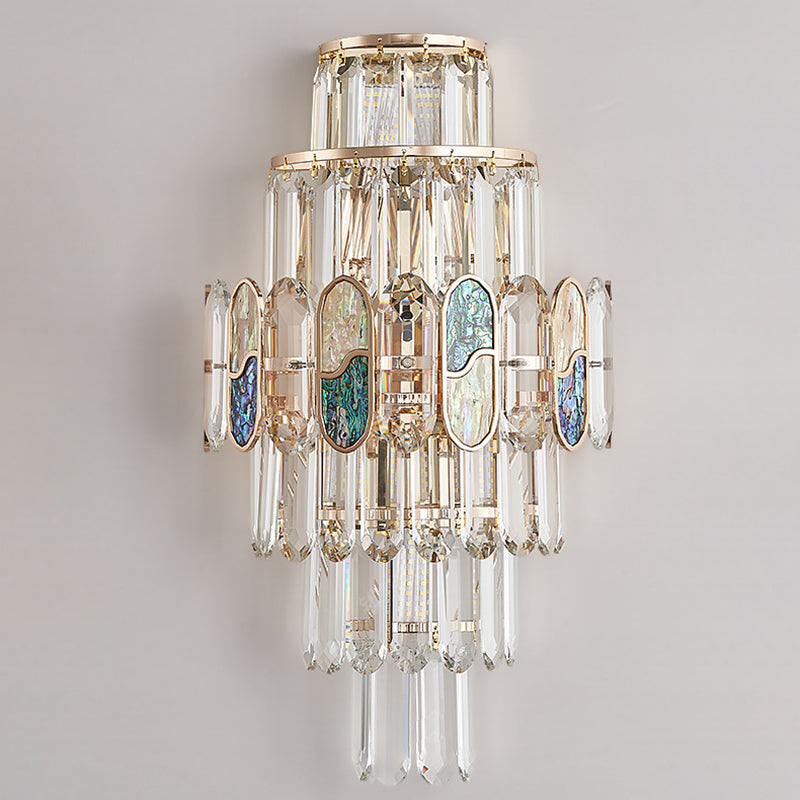 Modern Luxury Hardware Crystal Disc 5-Light Wall Sconce Lamp For Living Room