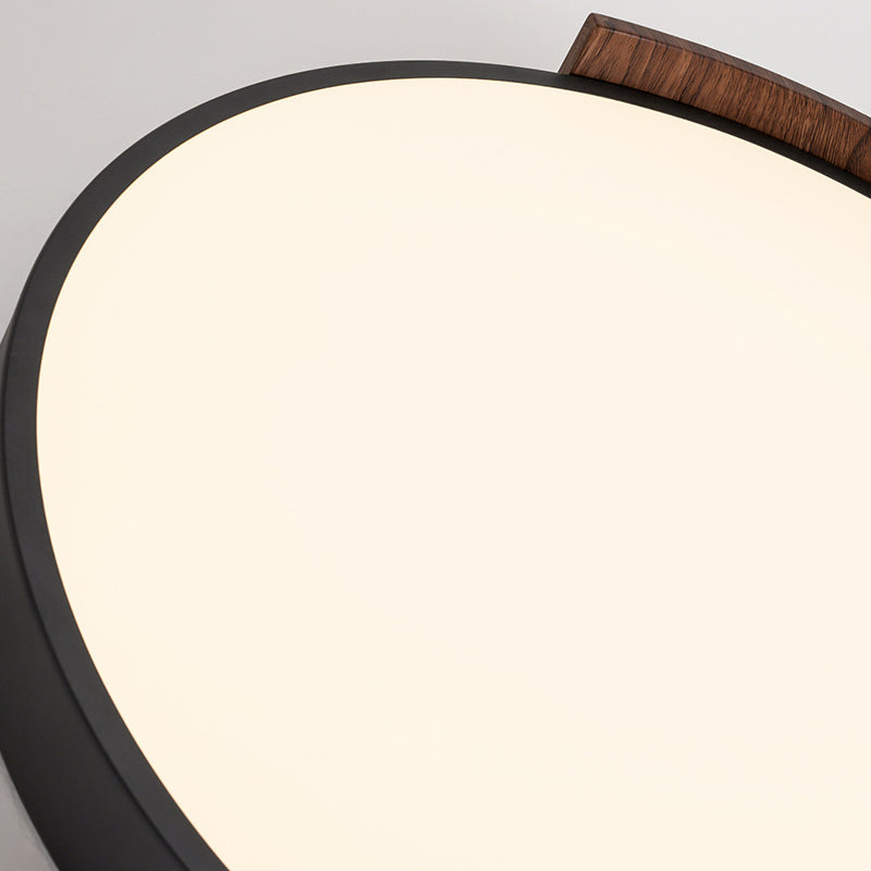 Luz de techo LED empotrada redonda de PVC con grano de madera de nogal imitación de hierro minimalista moderno para dormitorio 